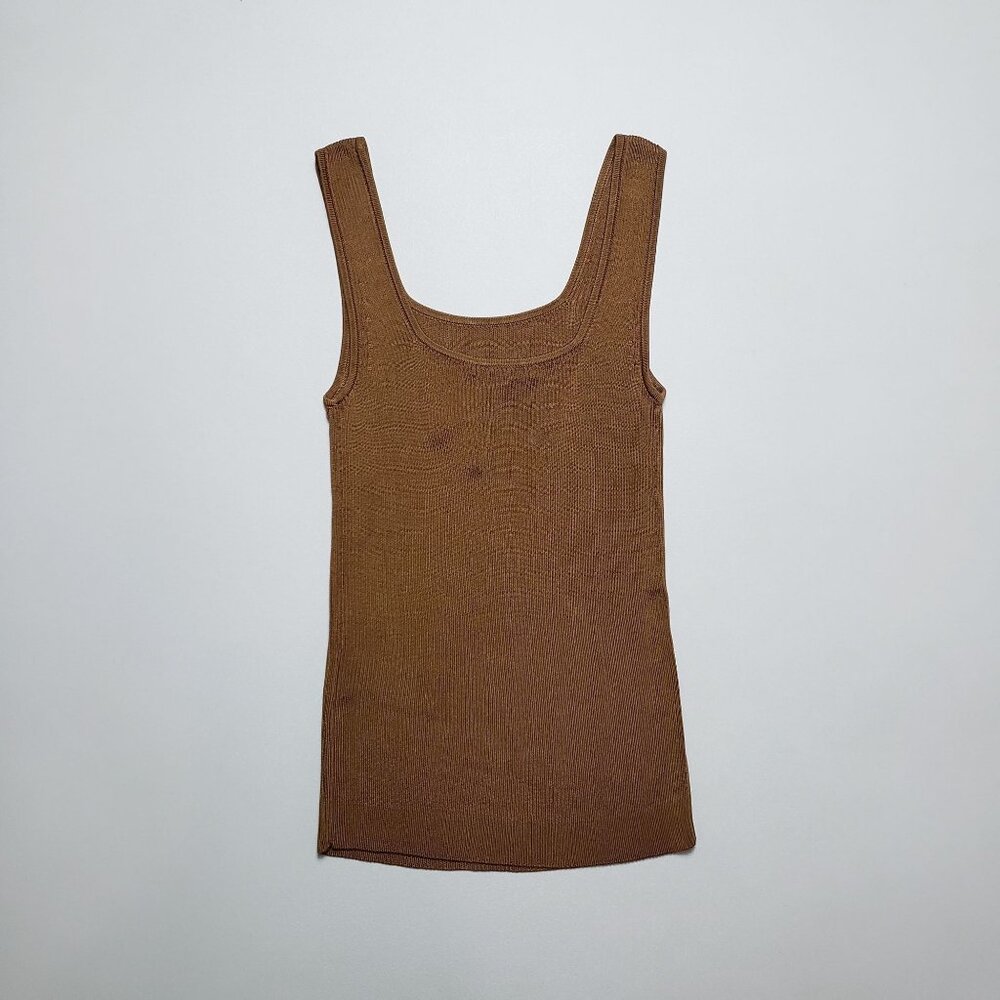 Madewell Rib Square-Neck Sweater Tank Womens XXS Golden Bronze Brown Stylish Top - Picture 15 of 16